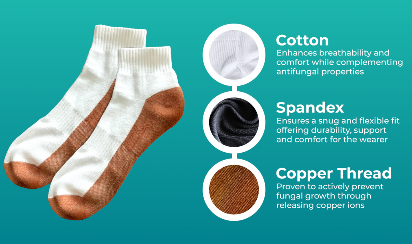 Anti-Fungal Copper Socks (2 Pairs)